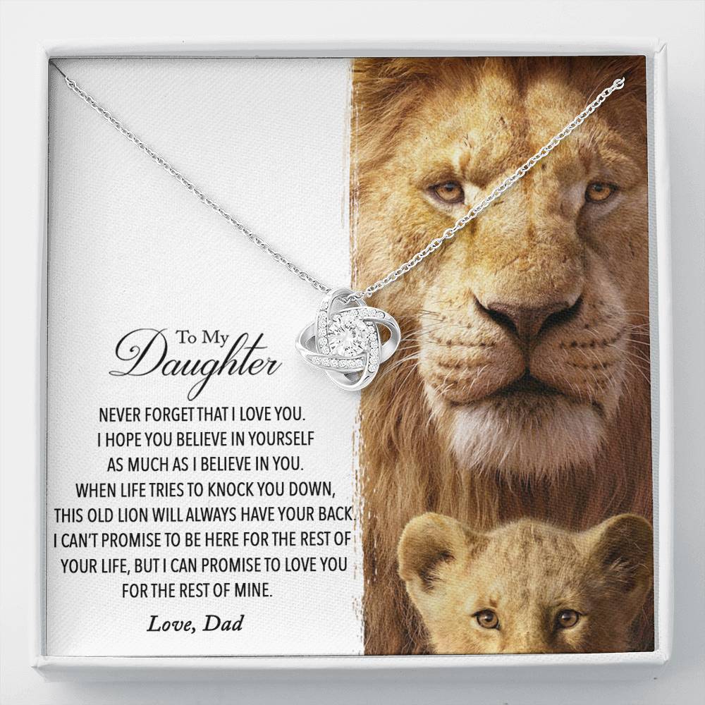 To My Daughter This Old Lion Will Always Have Your Back |Interlocking Heart Necklace | Daughter Necklace From Dad-Birthday Gift For Daughter