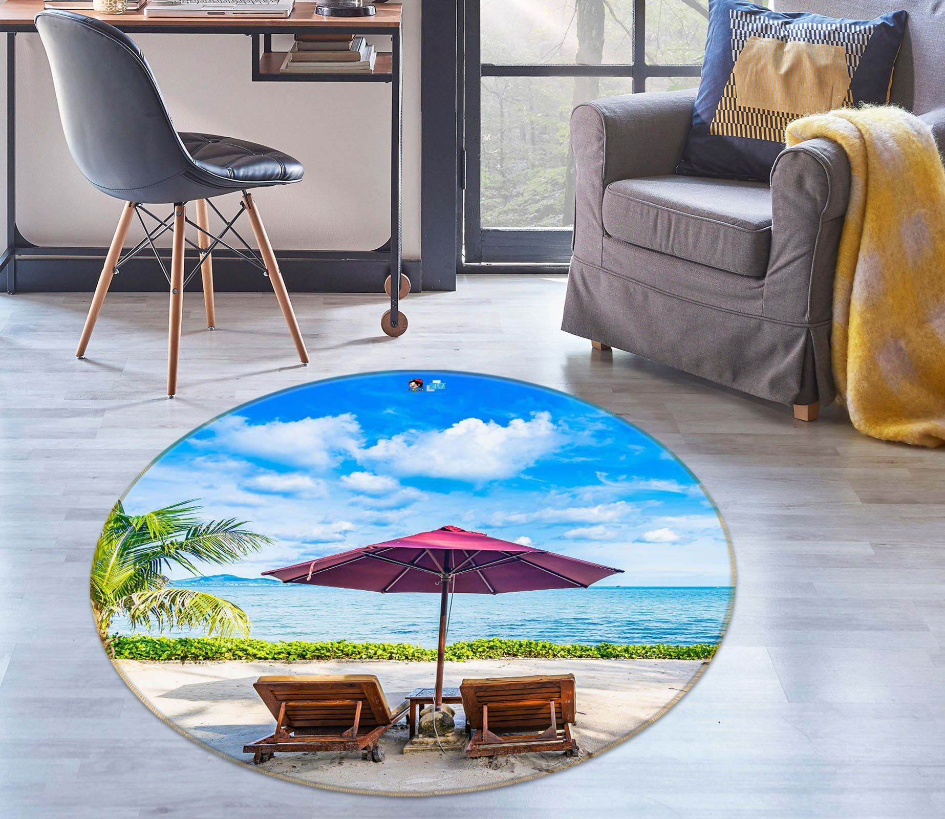 3D Beach Umbrella 75116 Round Rug – Round Carpet Home Decor