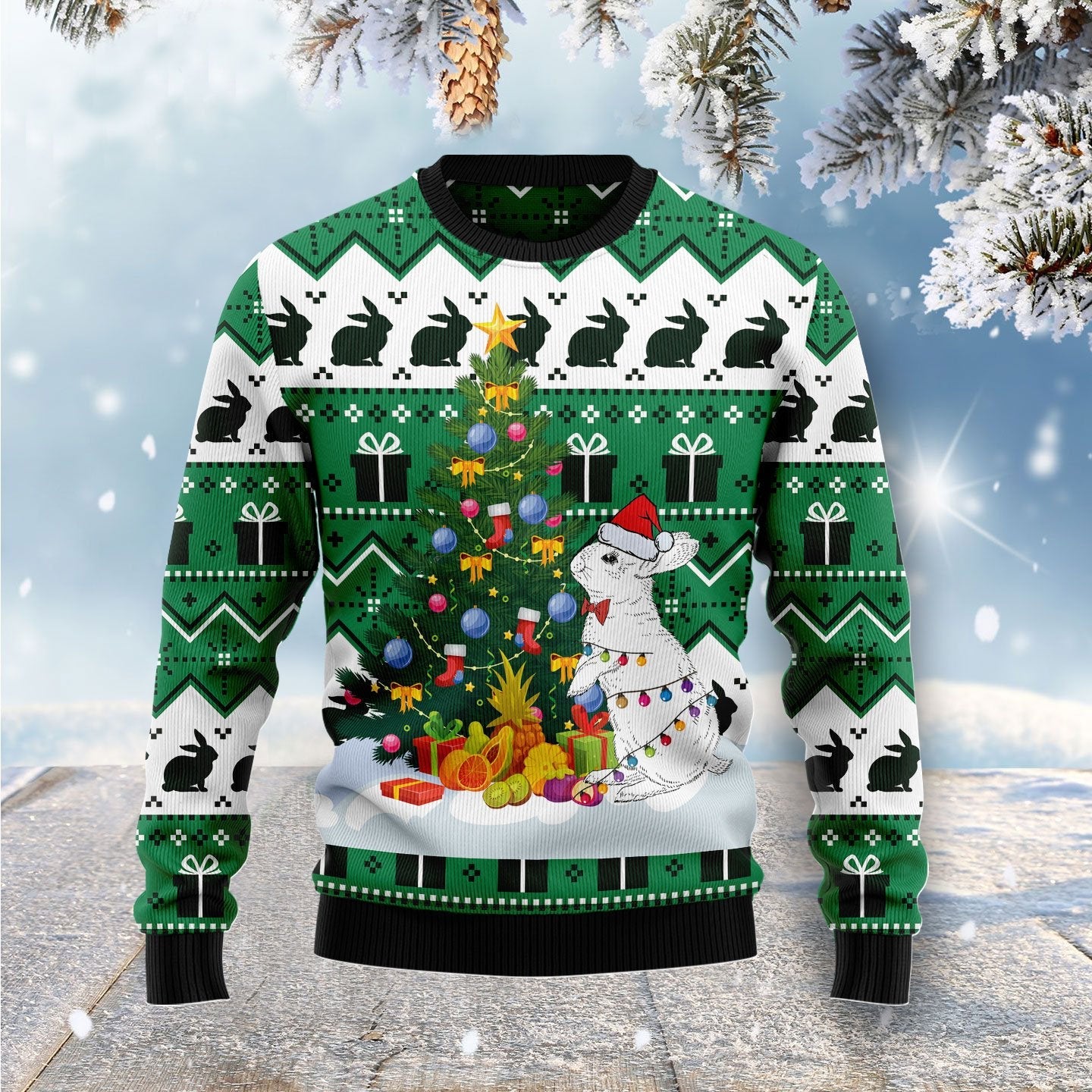 Christmas Tree Rabbit Ugly Christmas Sweater