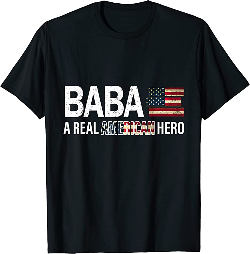 Baba A Real American Hero Father’s Day Vintage USA Flag T-Shirt