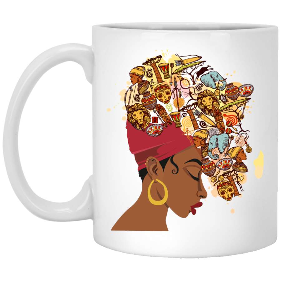 African American Coffee Mug Black Girl With Pride Traditional Ethnic Hair 11oz – 15oz White Mug