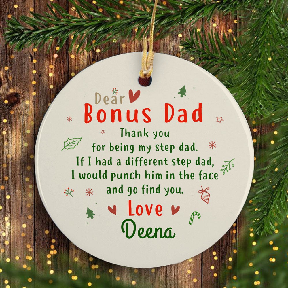 Personalized Christmas Gift For Stepdad Punch Him In The Face Ornament