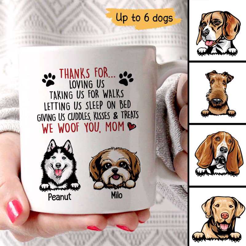 Dogs Woof Dad Mom Personalized Mug