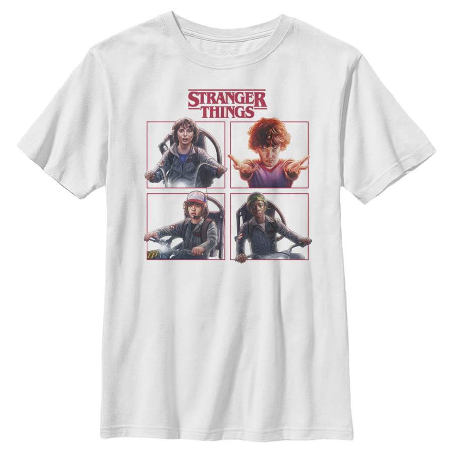 Stranger Things Boy’s Character Squares  T Shirt