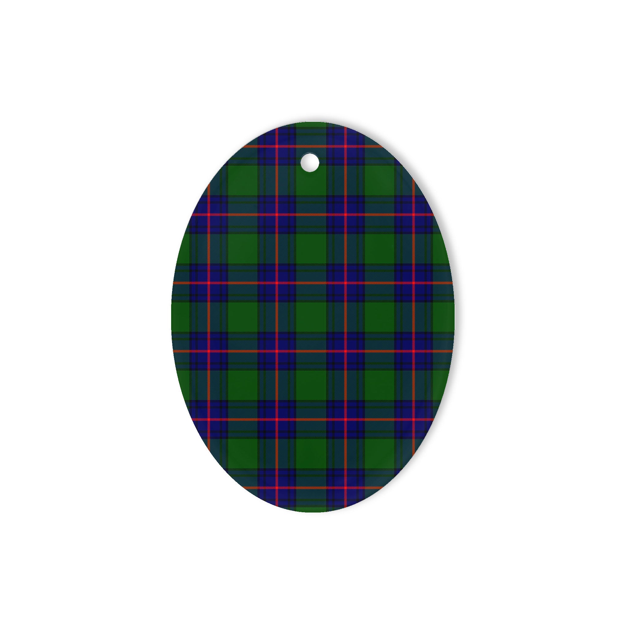 Shaw Modern Tartan Oval Ornaments, Christmas Tree Ornament, Plaid Christmas Ornaments, Ceramic Oval Christmas Tree Decoration