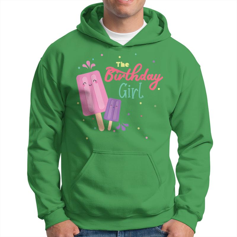 The Birthday Girl Ice Cream Theme Matching Family Party Men Hoodie Graphic Print Hooded Sweatshirt