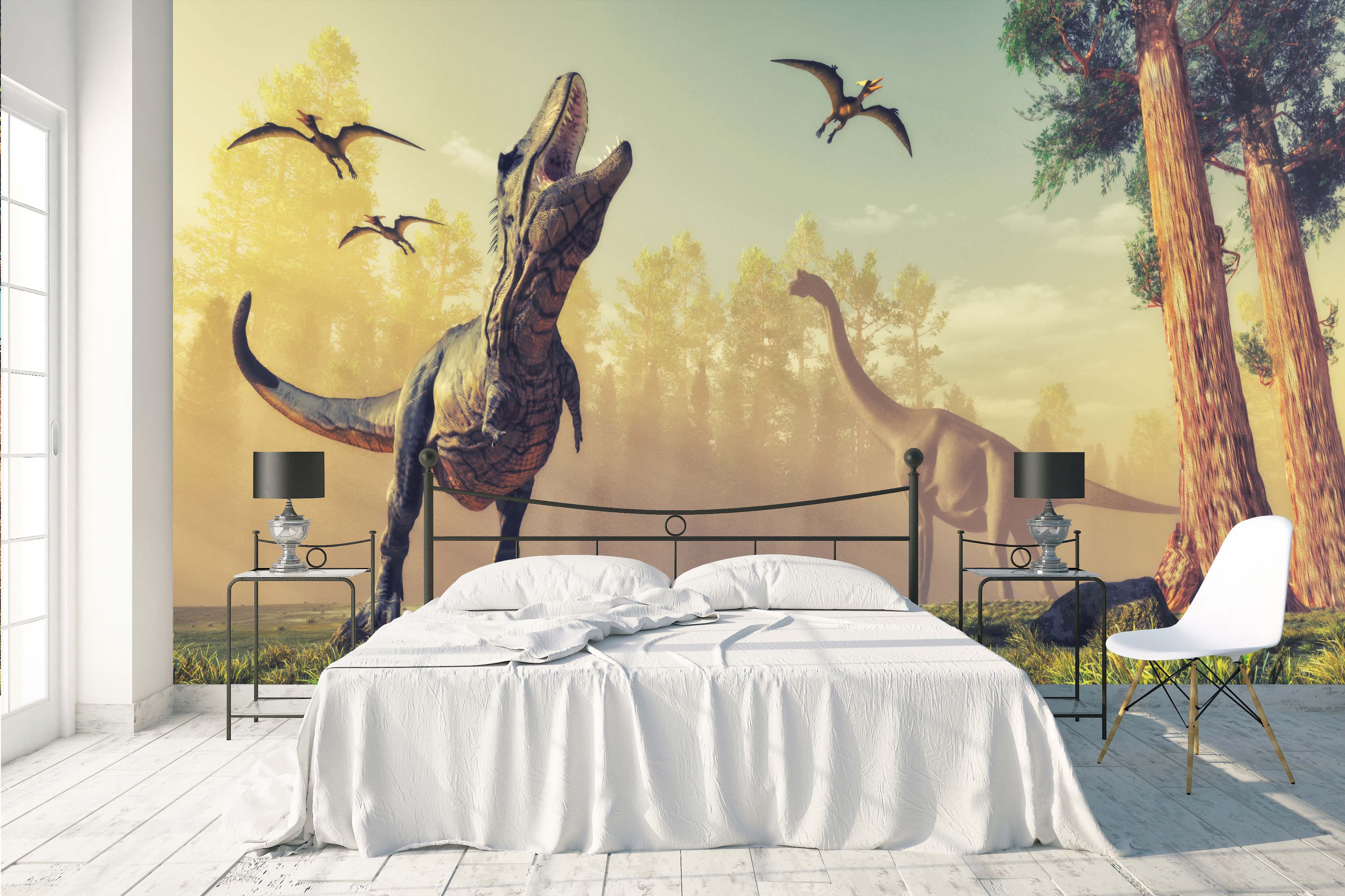 3D Dinosaur Primeval Forest Wall Mural Wallpaper 56