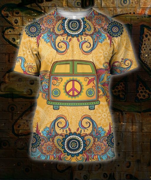 Bus Hippie 3D All Over Printed Shirt For Hippie Lovers, Hippie Style 3D Shirts, Gift For Men And Women