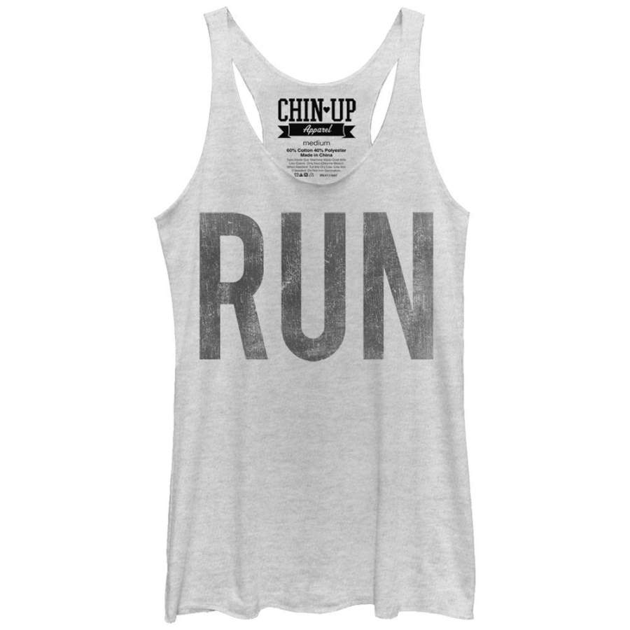 CHIN UP Women’s Run  Racerback Tank White Heather