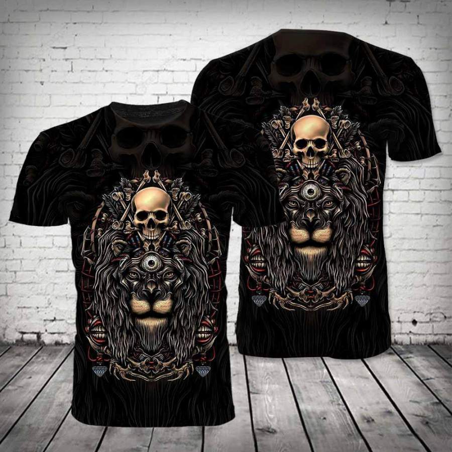 Skull Lion Tattoo T-Shirt 3D All Over Print Custom 3D Graphic Printed 3D T-Shirt 3D All Over Print All Over Print Tee For Men For Women