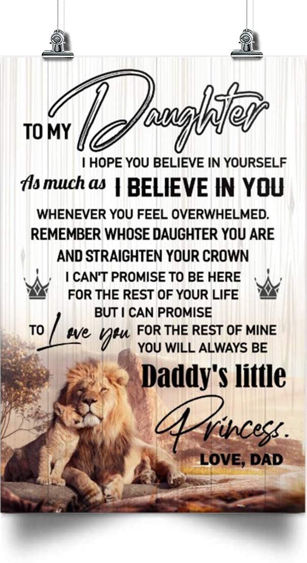 Skitongifts Poster No Frame, Lion Dad To Daughter Daddy’S Little Princess Holidays Daughter, To My Daughter, Daughter From Mom Or Dad, Daughter