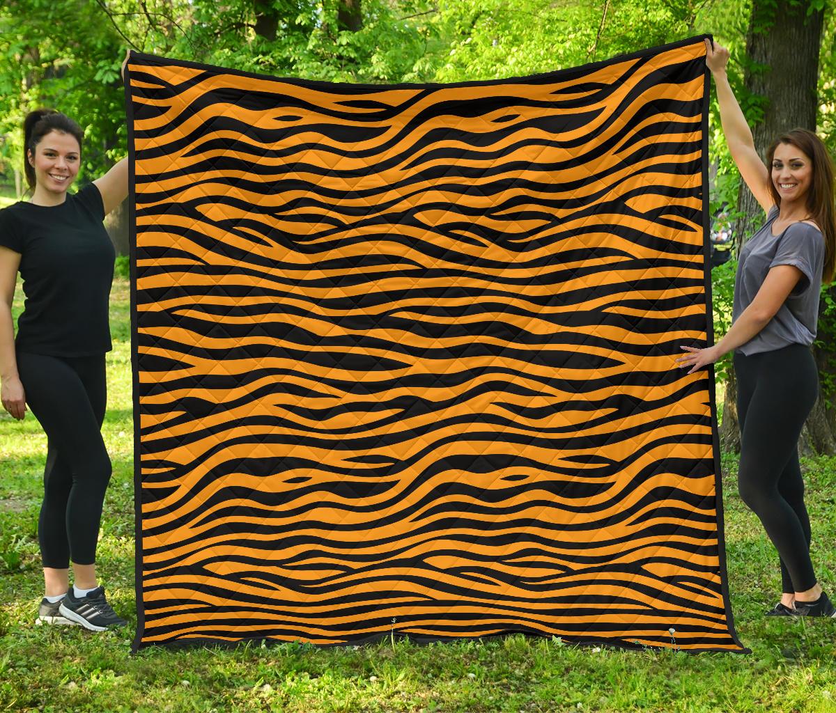 Bengal Tigers Skin Print Pattern Background Premium Quilt