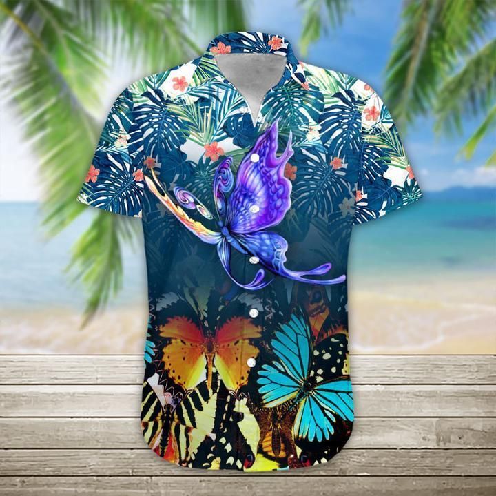 Butterfly Aloha Hawaii Shirt Colorful Short Sleeve Summer Beach Casual For Men And Women Ha33152