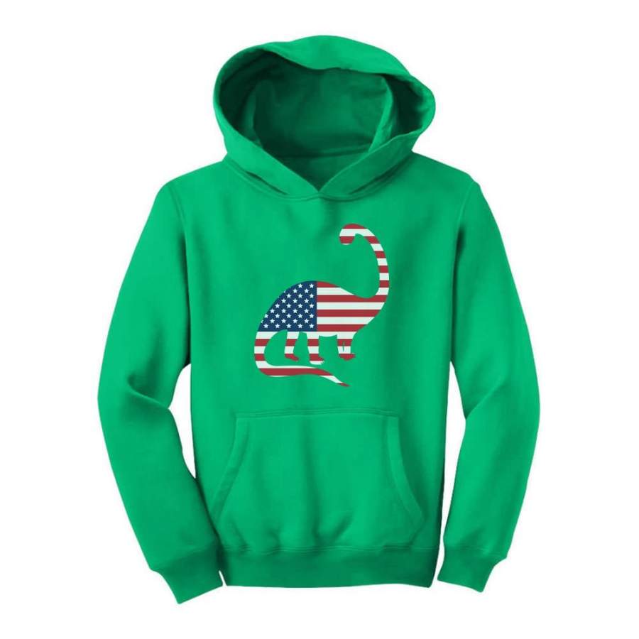 USA Dinosaur American Flag 4th of July Youth Hoodie