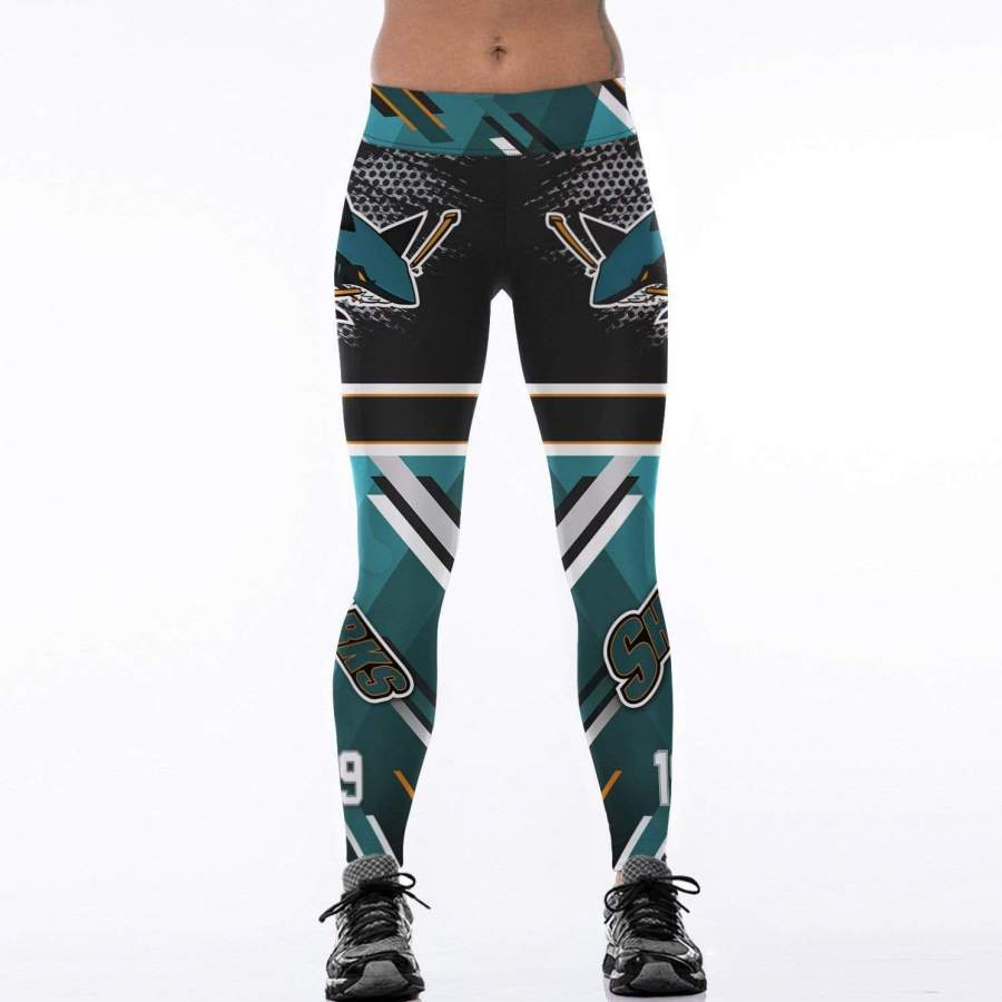 SHARKS Digital Printing American Football Team Slim Leggings