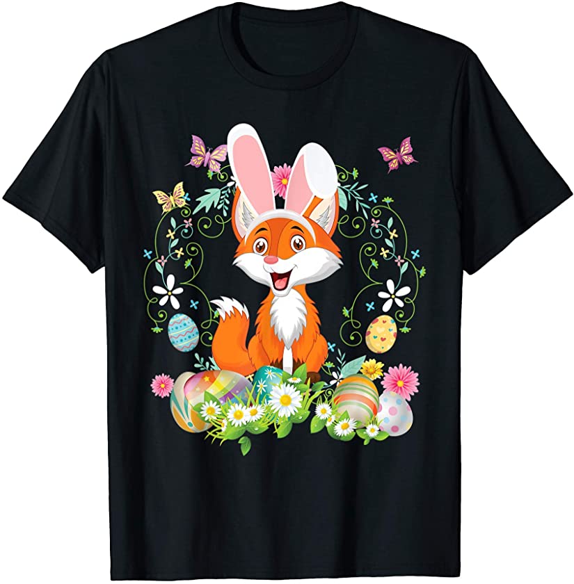 Bunny Fox Happy Easter Day Lover Egg Hunt Lovely Cute T-Shirt