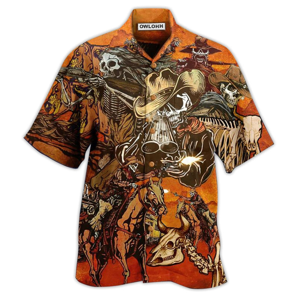 Cowboy Skull War Orange Hawaii Shirt Ha76434