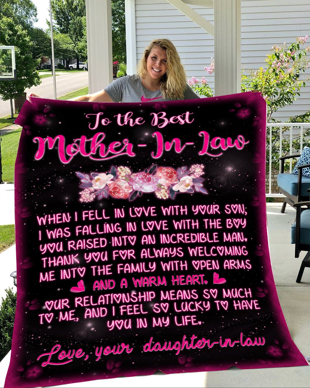 To The Best Mother-In-Law When I Fall In Love With Your Son Blanket Gift From Daughter-In-Law Birthday Gift Home Decor Bedding Couch Sofa Soft And Comfy Cozy