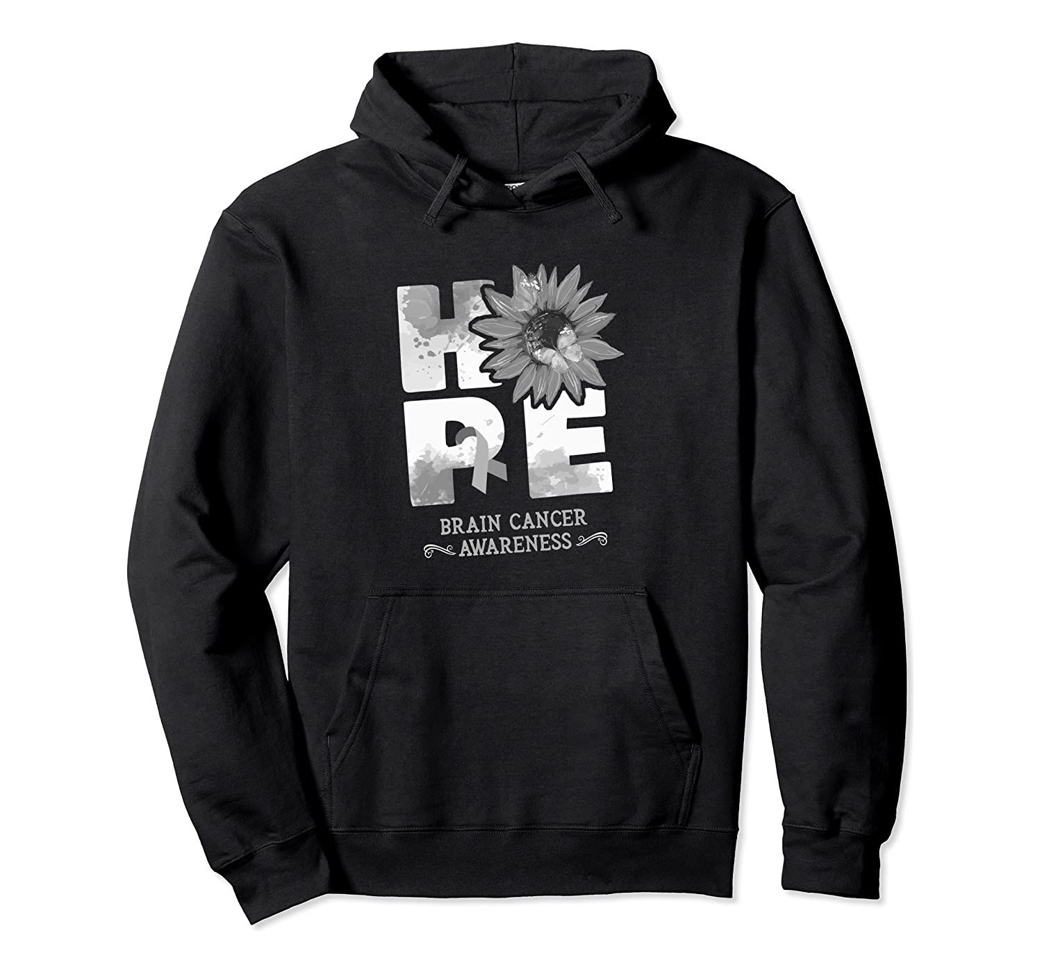 Hope Brain Cancer Awareness Flowers Womens Pullover Hoodie T-Shirt, Sweatshirt, Tank Top