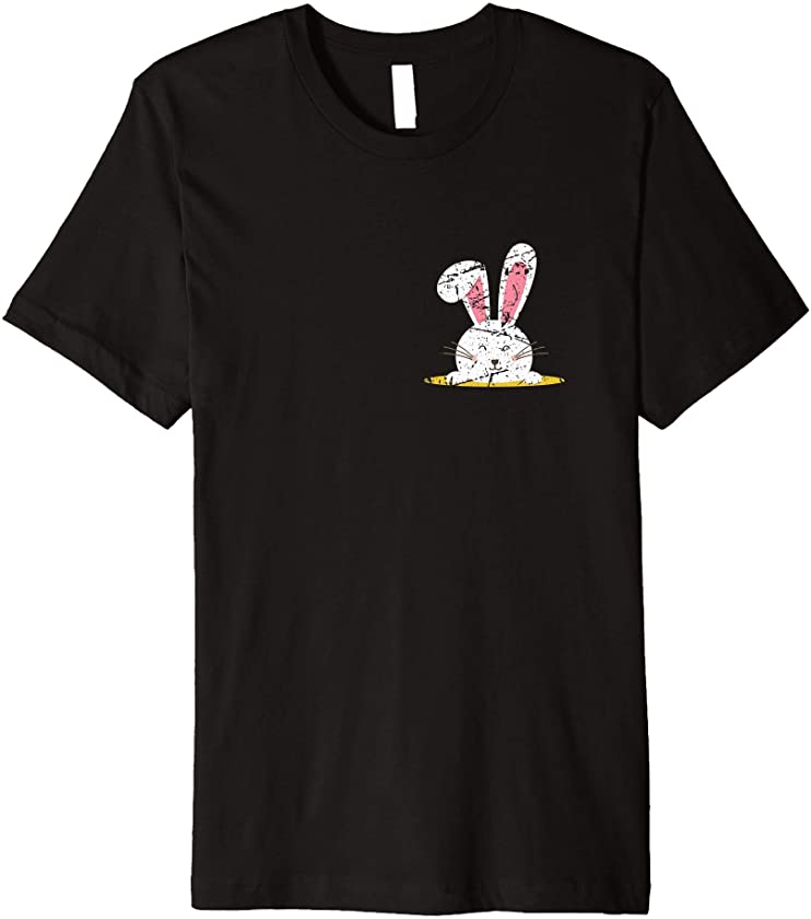 Pocket Rabbit Design Hunting Happy Easter Bunny Distressed Premium T-Shirt