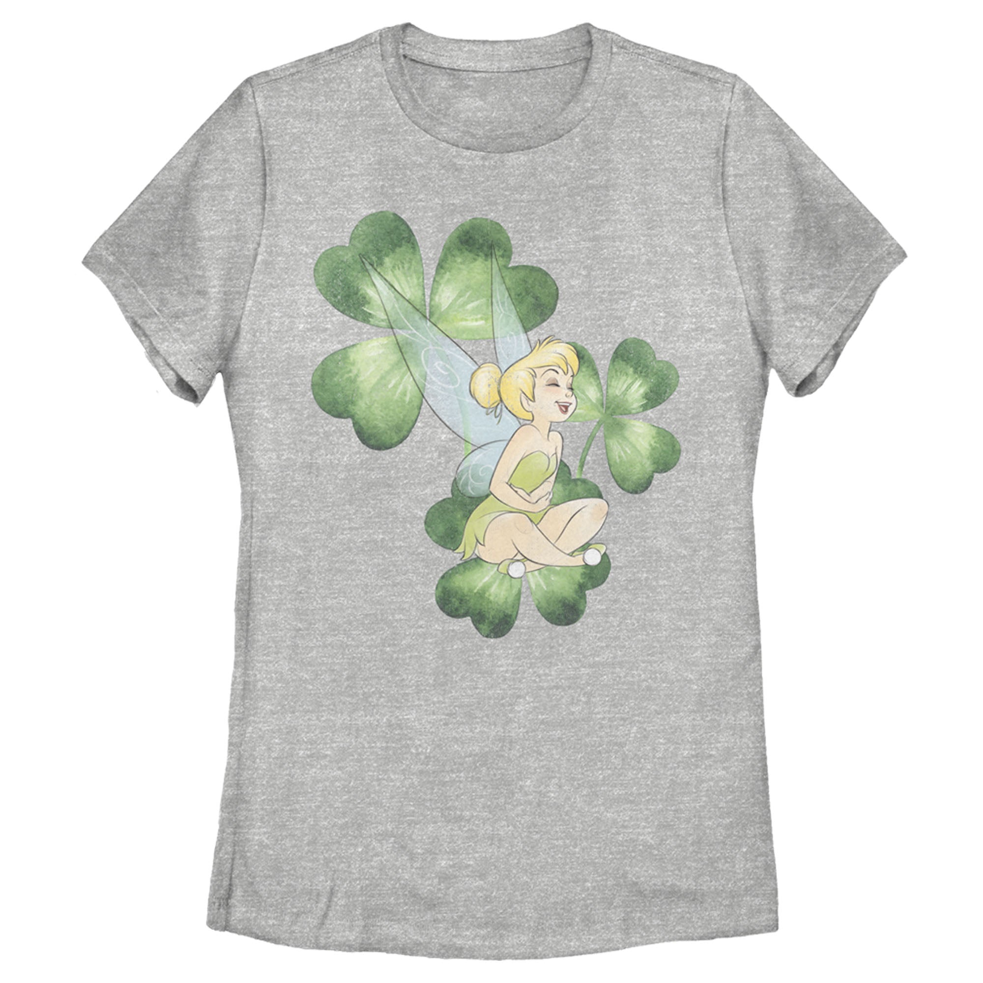 Women’S Peter Pan Peter Pan St. Patrick’S Day Tinkerbell Shamrocks Distressed T-Shirt