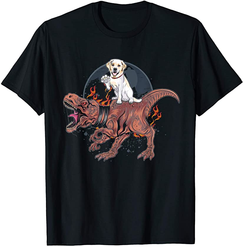 Labrador Dog Riding Dinosaur T rex Puppy Lovers T-Shirt