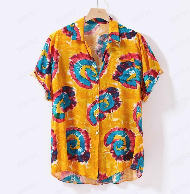 Beach Casual Shirt Hawaii Wind Short Sleeve Ha6415