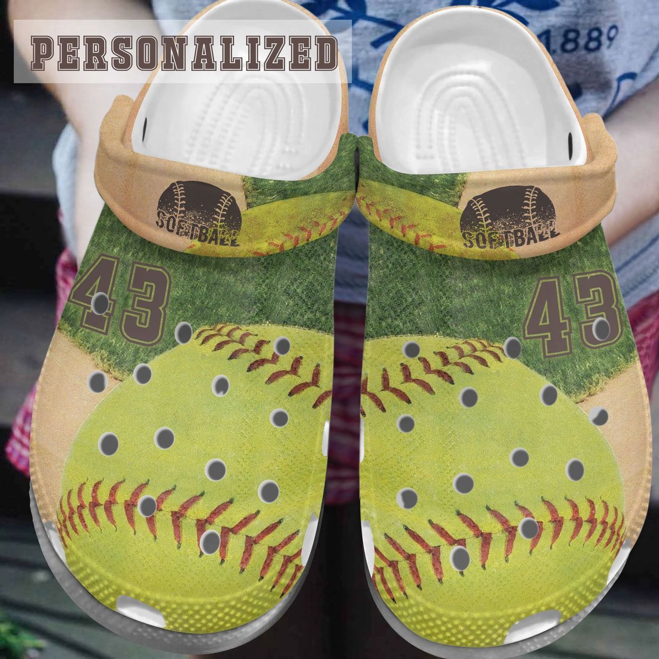 Softball Personalized Clog, Custom Name, Text, Color, Number Fashion Style For Women, Men, Kid, Print 3D Dusty Softball