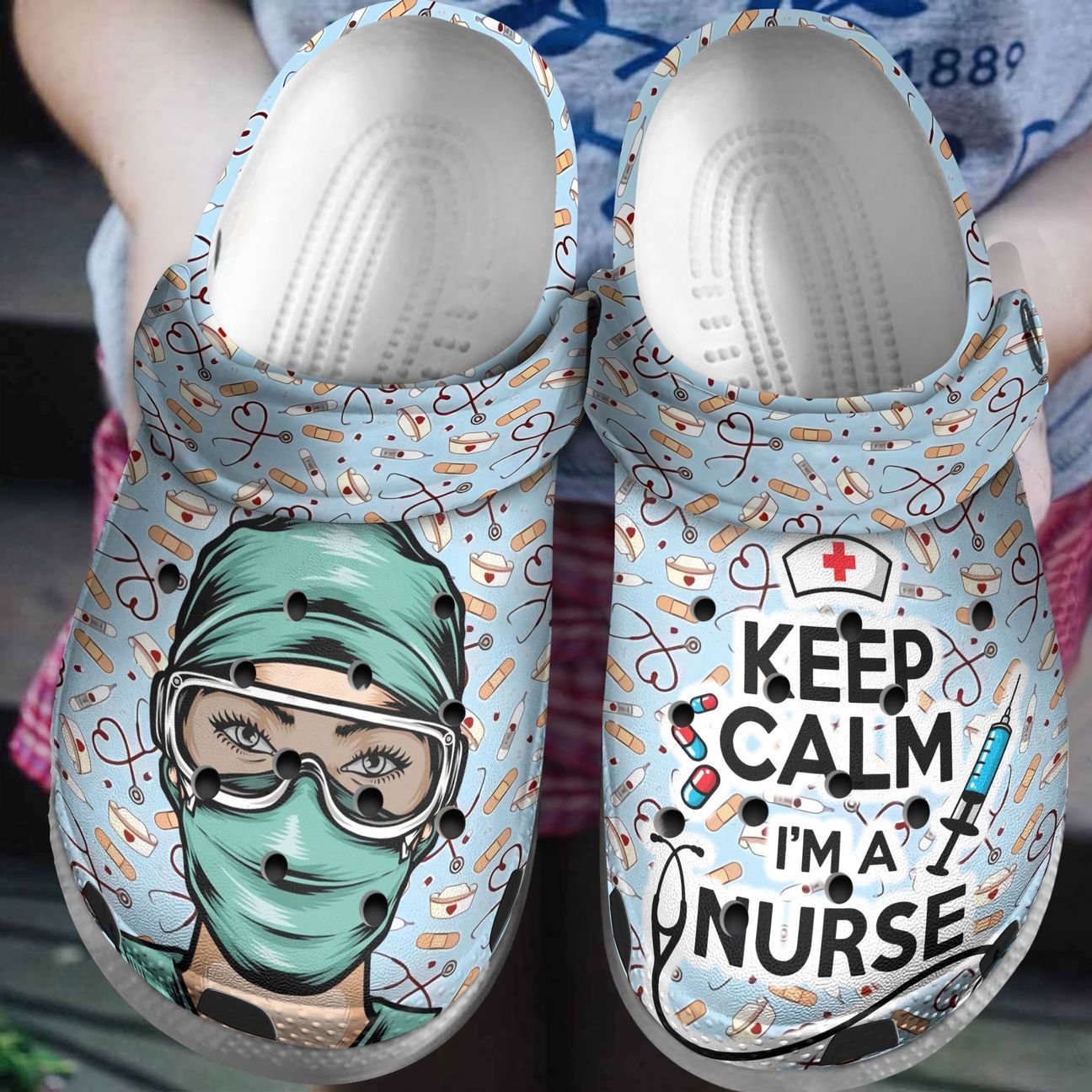 Nurse Personalized Clog, Custom Name, Text, Color, Number Fashion Style For Women, Men, Kid, Print 3D Keep Calm I Am A Nurse