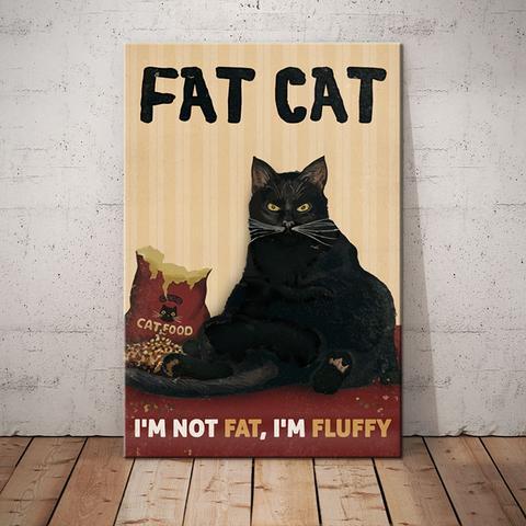 Black Fluffy Cat Poster Print, Canvas Wall Art, Canvas Poster Wall Decor