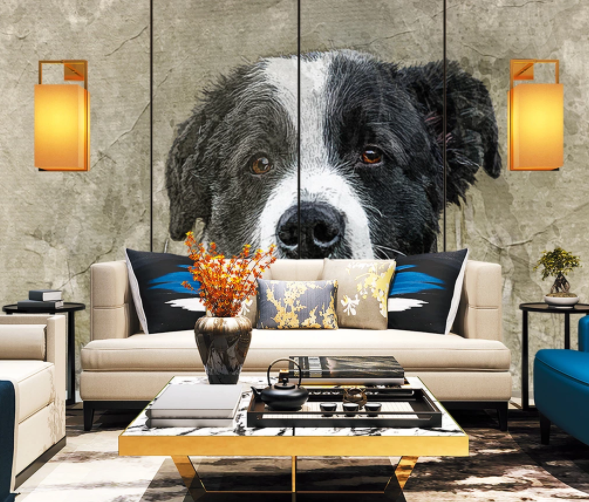 3D Watercolor Animal Dog Wall Mural Wallpaper Lqh 372