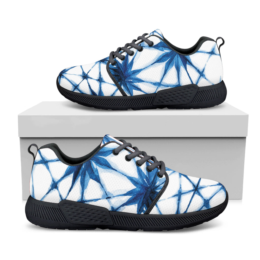 Watercolor Shibori Pattern Print Black Athletic Shoes