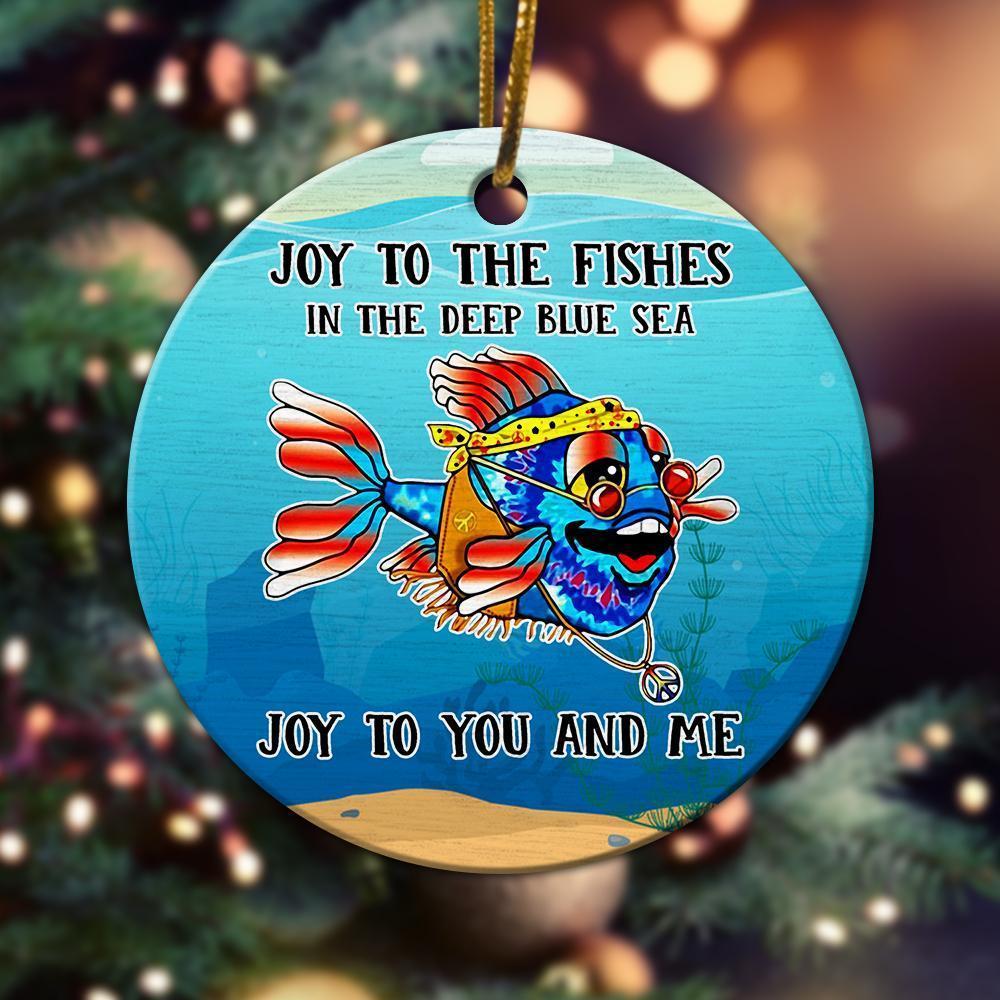 Joy To The Fishes In The Deep Blue Sea Ornament Christmas Ornament Christmas Gift Ideas Ceramic Circle Ornament