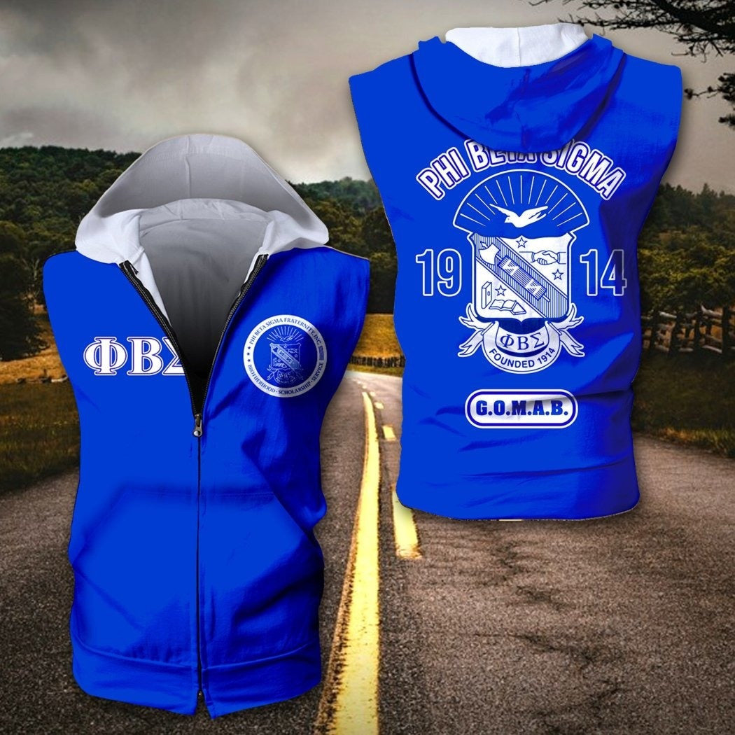 Fraternity Hoodie – Gomab Phi Beta Sigma Frat Inc Zipper Sleeveless Hoodie