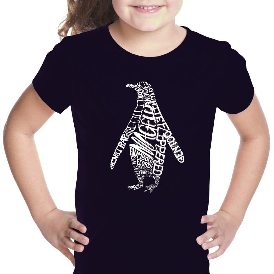 LA Pop Art Girl’s Word Art T-shirt – Penguin