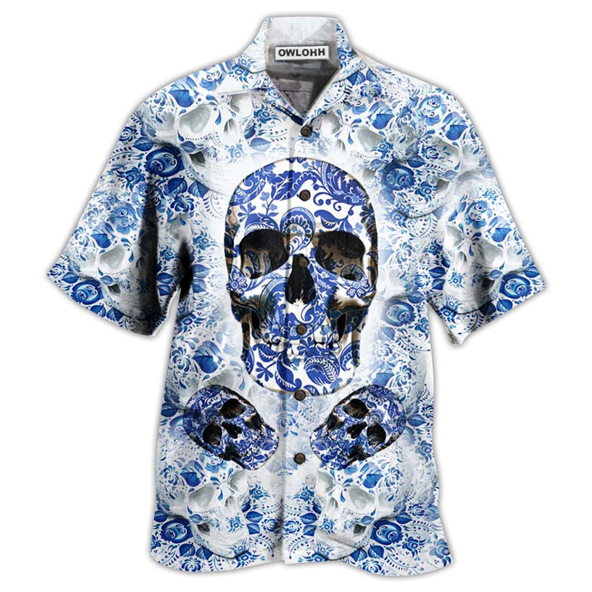 Skull Love Life Blue White Hawaii Shirt Ha58106