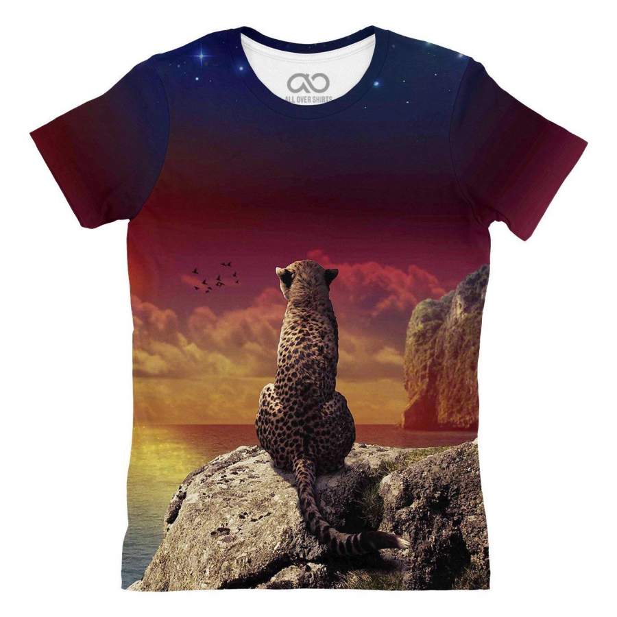 Thinking Leopard Womens T-shirt