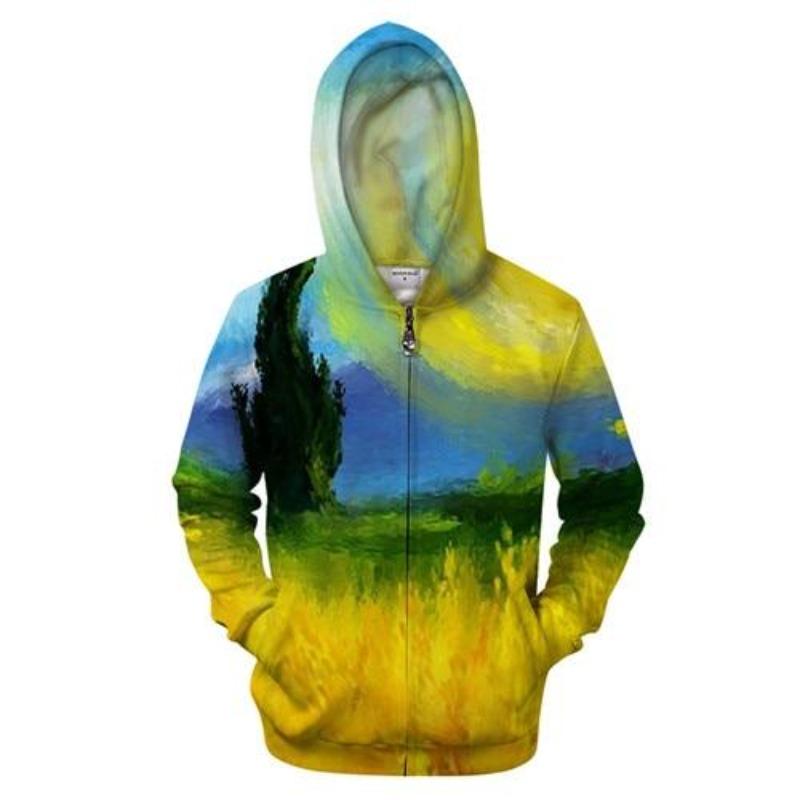 Field Painting Zip-up Hoodie