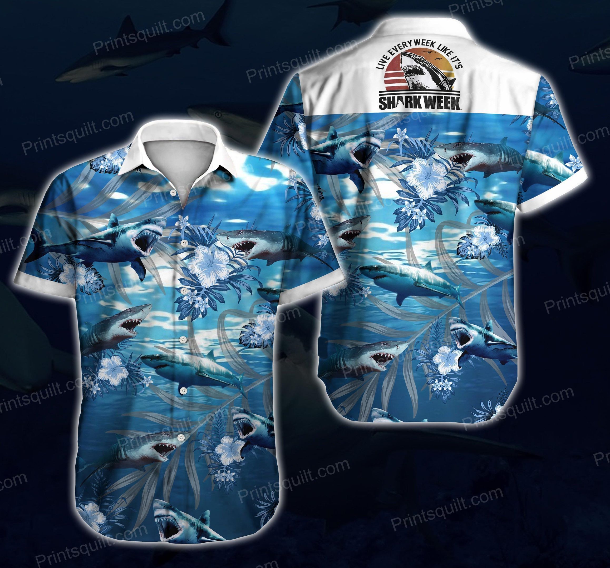 Sharks Lovers 3D Hawaii Shirt V10 Summer Button Up Shirt For Men Beach Wear Short Sleeve Hawaii Shirt