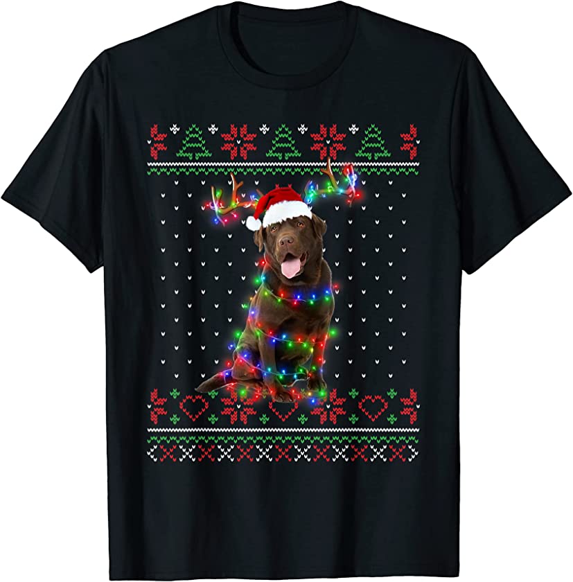 Chocolate Lab Dog Ugly Sweater Christmas Puppy Dog Lover T-Shirt