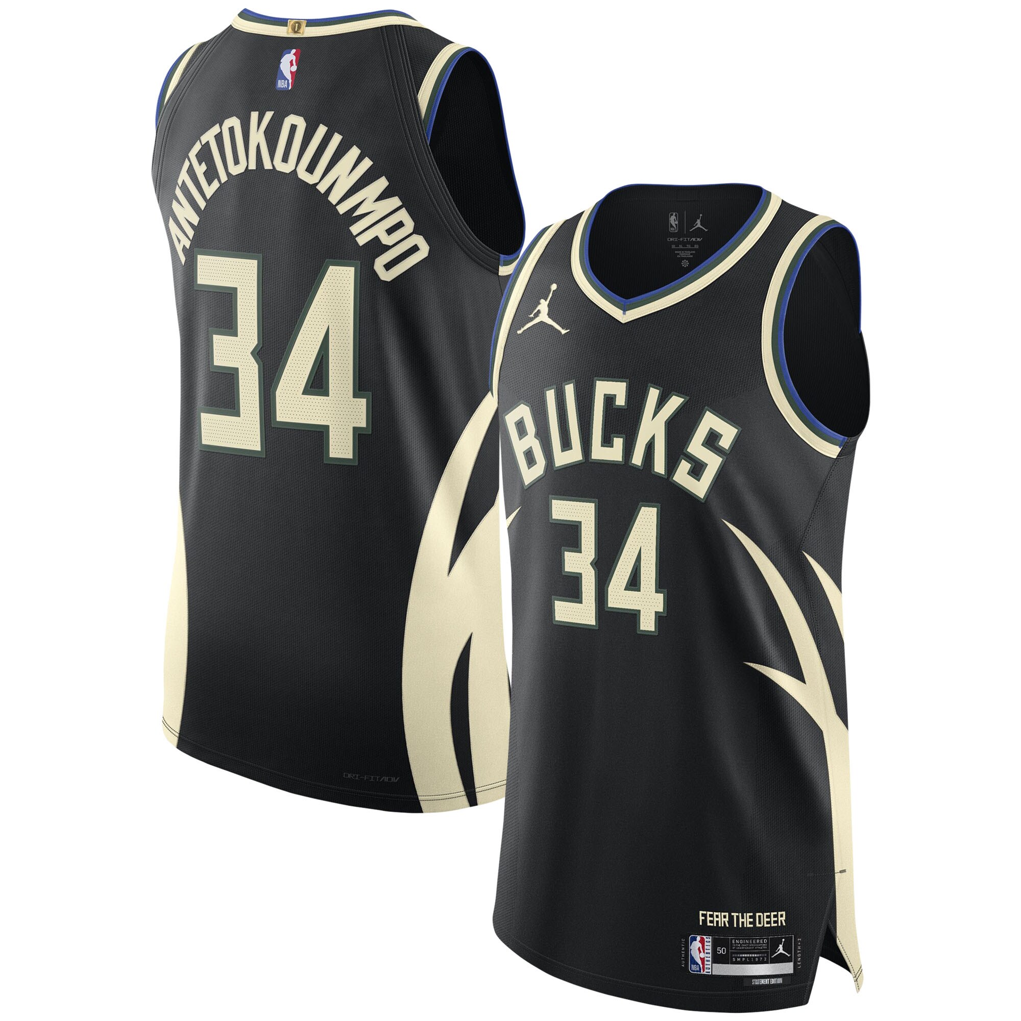 Giannis Antetokounmpo Milwaukee Bucks Jordan Brand Authentic Player Jersey – Statement Edition – Black