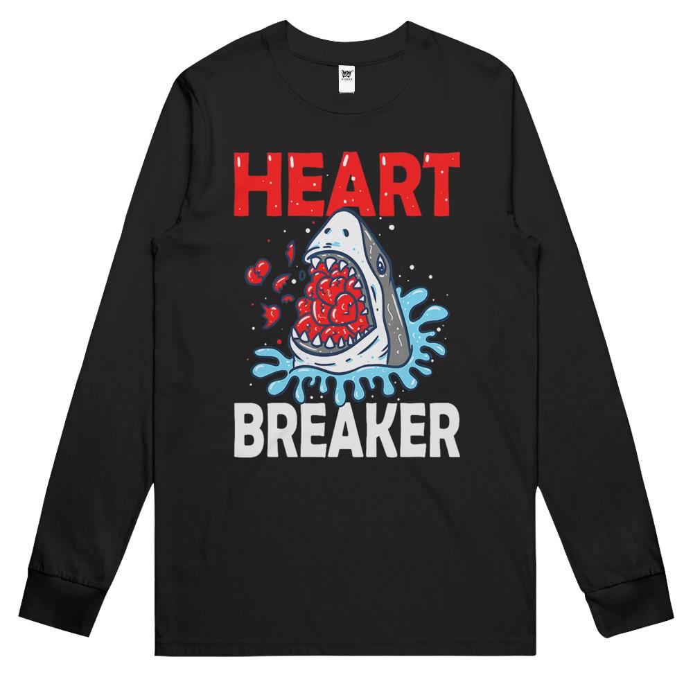 Valentines Day Shark Heart Breaker Funny Boys Long Sleeve T Shirts