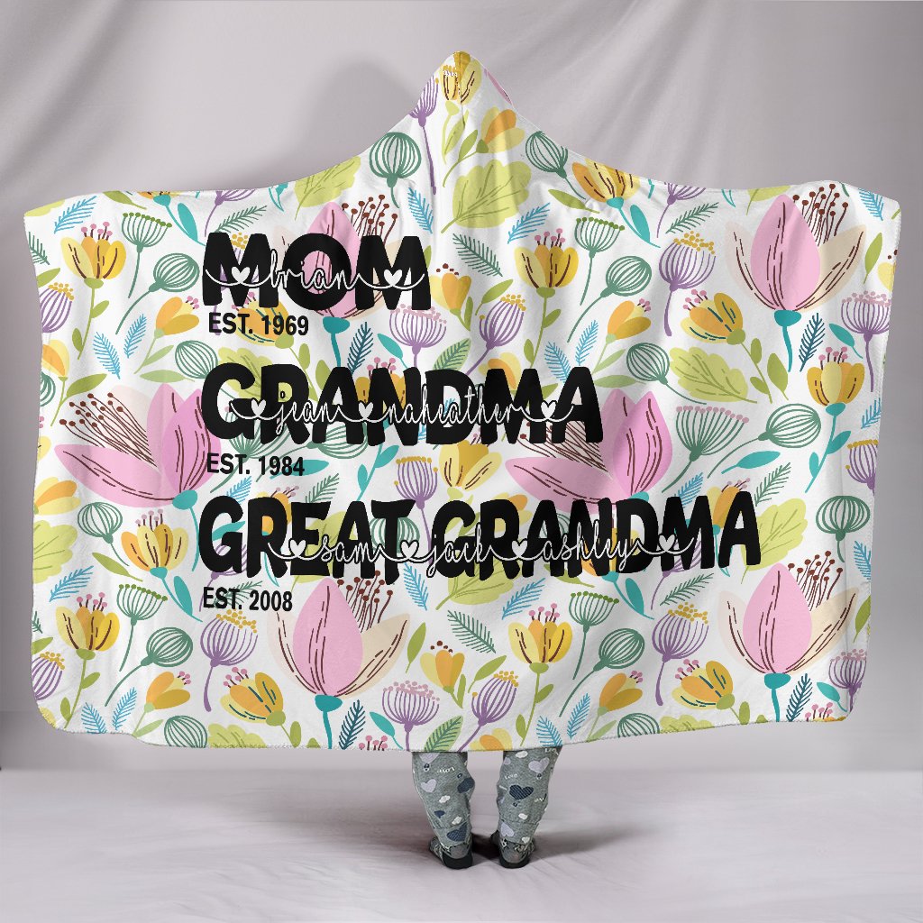 Personalized Family Mom Grandma Great Grandma-Hoodie Blanket new v1