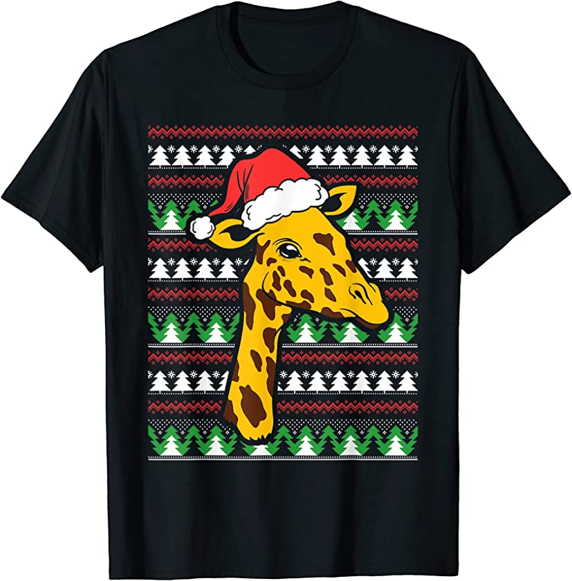 Ugly Christmas Zoo Animal Lover Merry Xmas Safari Giraffe T-Shirt