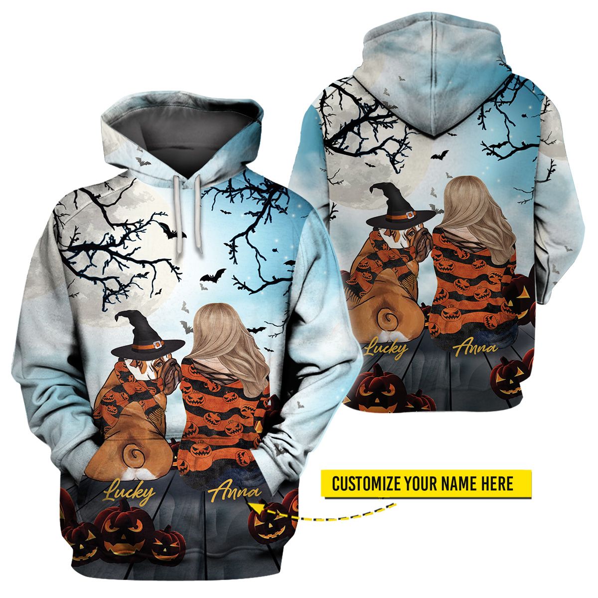 3D All-Over Printed Apparels ‘Halloween Bulldog’ (Hc-Nq127)