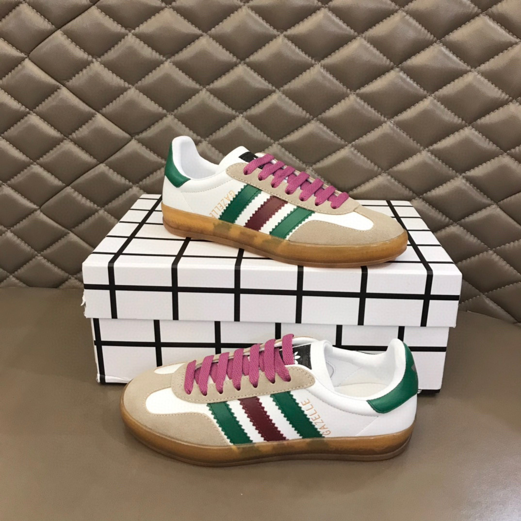 Adidas x Gucci Men’s Gazelle Sneakers In WhiteBeige SNK428773229