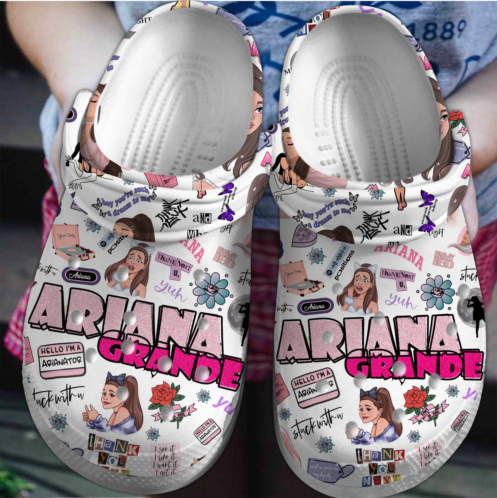 Ariana Grande Music Crocs Crocband Clogs Shoes Comfortable For Men Women and Kids