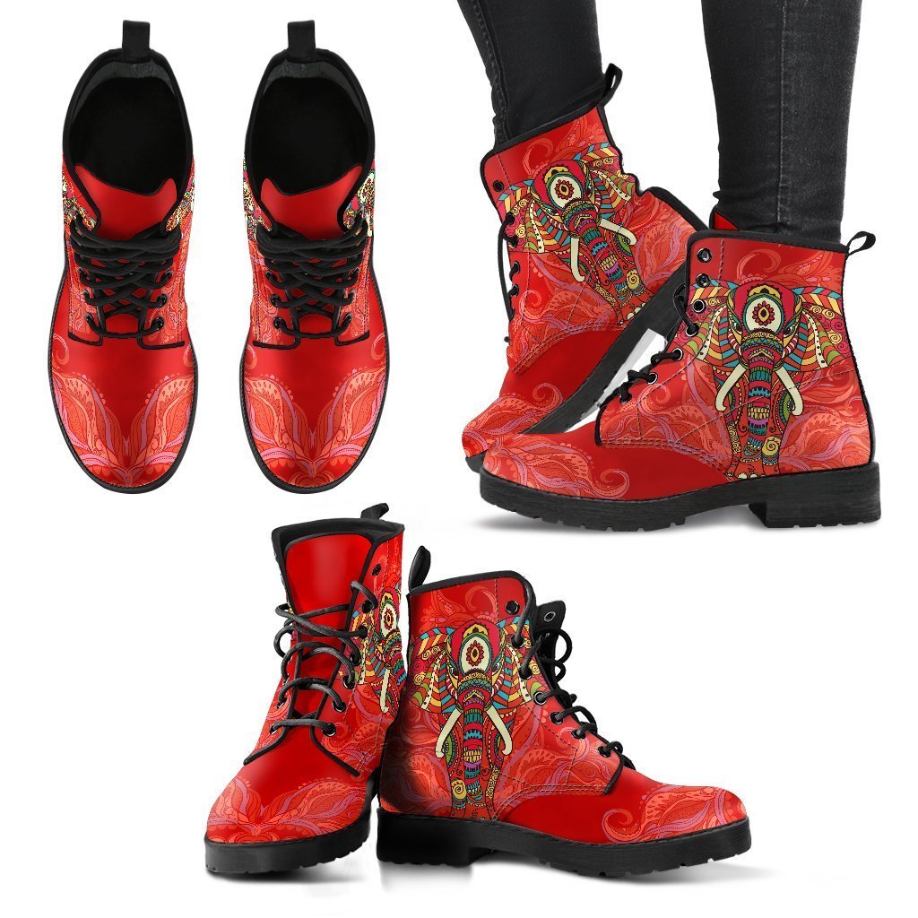 Red Elephant Handcrafted Leather Boots Fashion Boots Custom Shoes