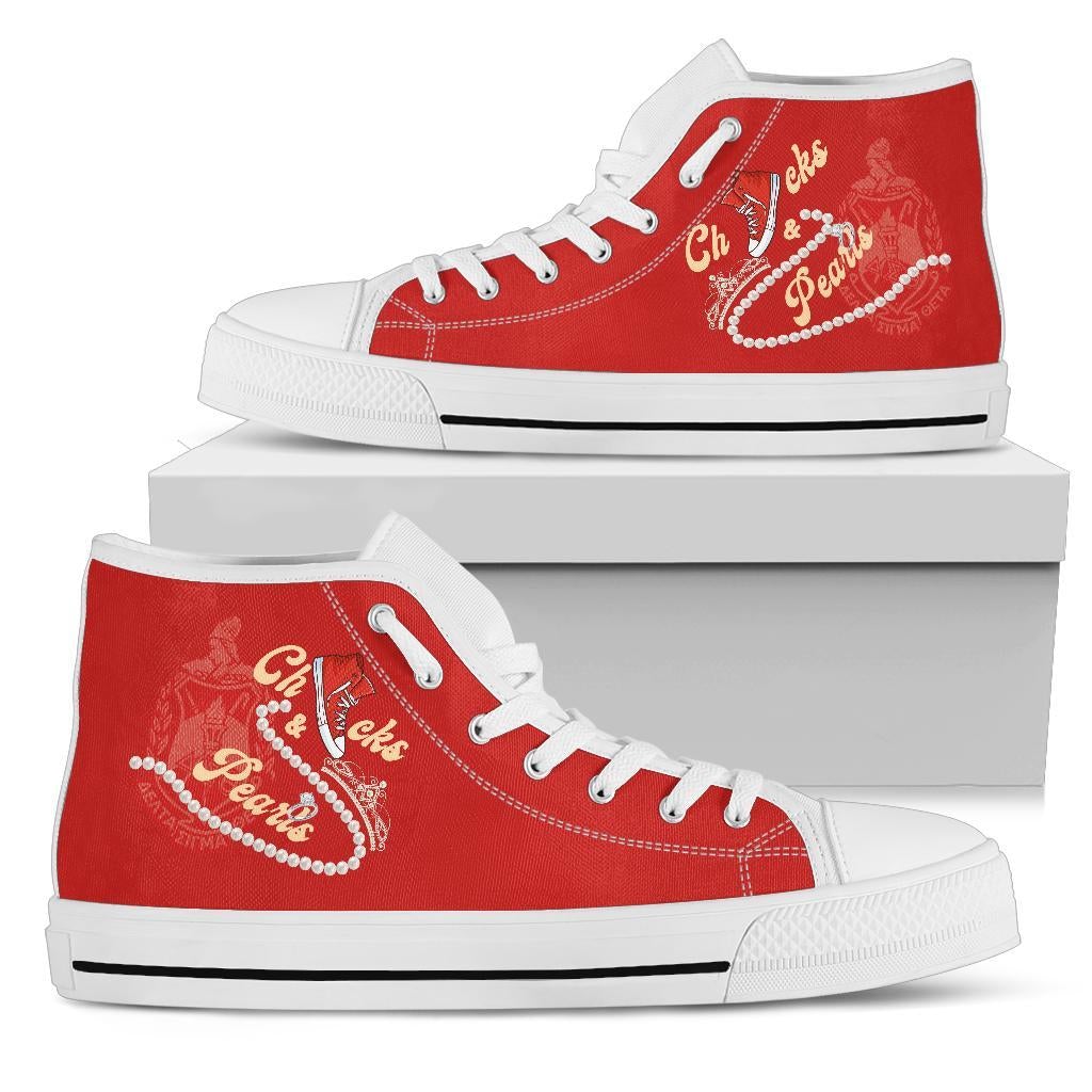 Wonder Print Footwear – Delta Sigma Theta Chucks And Pearls High Top Shoes K.H Pearls Lt10