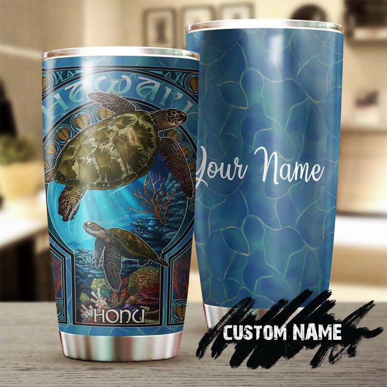 Turtle Hawaii Honu Personalized Tumbler-Turtle Present-Unique Tumbler-Birthday Christmas Gift For Turtle Lover